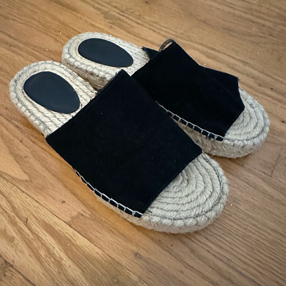 Black Espadrille Slide Sandals - Women